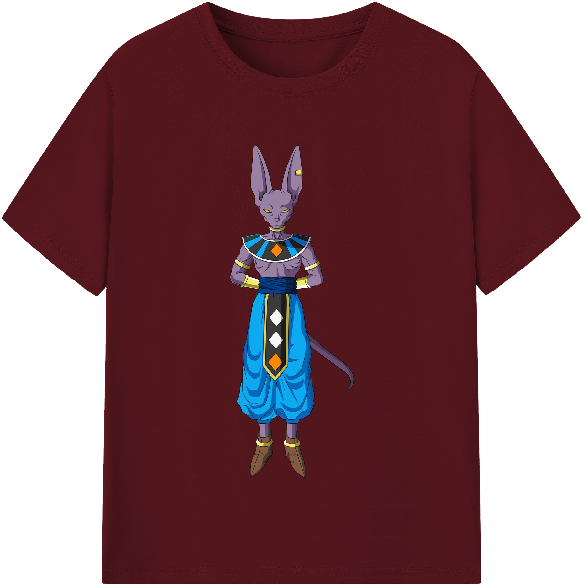（画像用） ドラゴンボール ビルス 破壊神ビルス DRAGON BALL Beerus Birusu 綿100％半袖Tシャツ（フロントプリント）